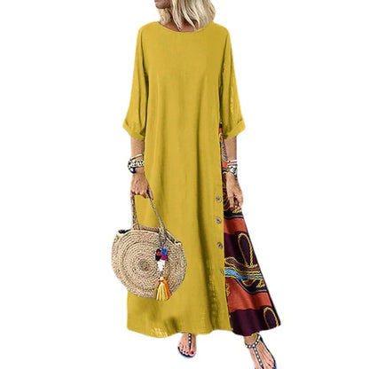 Summer Vintage Maxi Dress Women Loose Fashion Ethnic Style Casual Woman Clothes Robe Femme Cotton Linen Long Dresses Vestidos