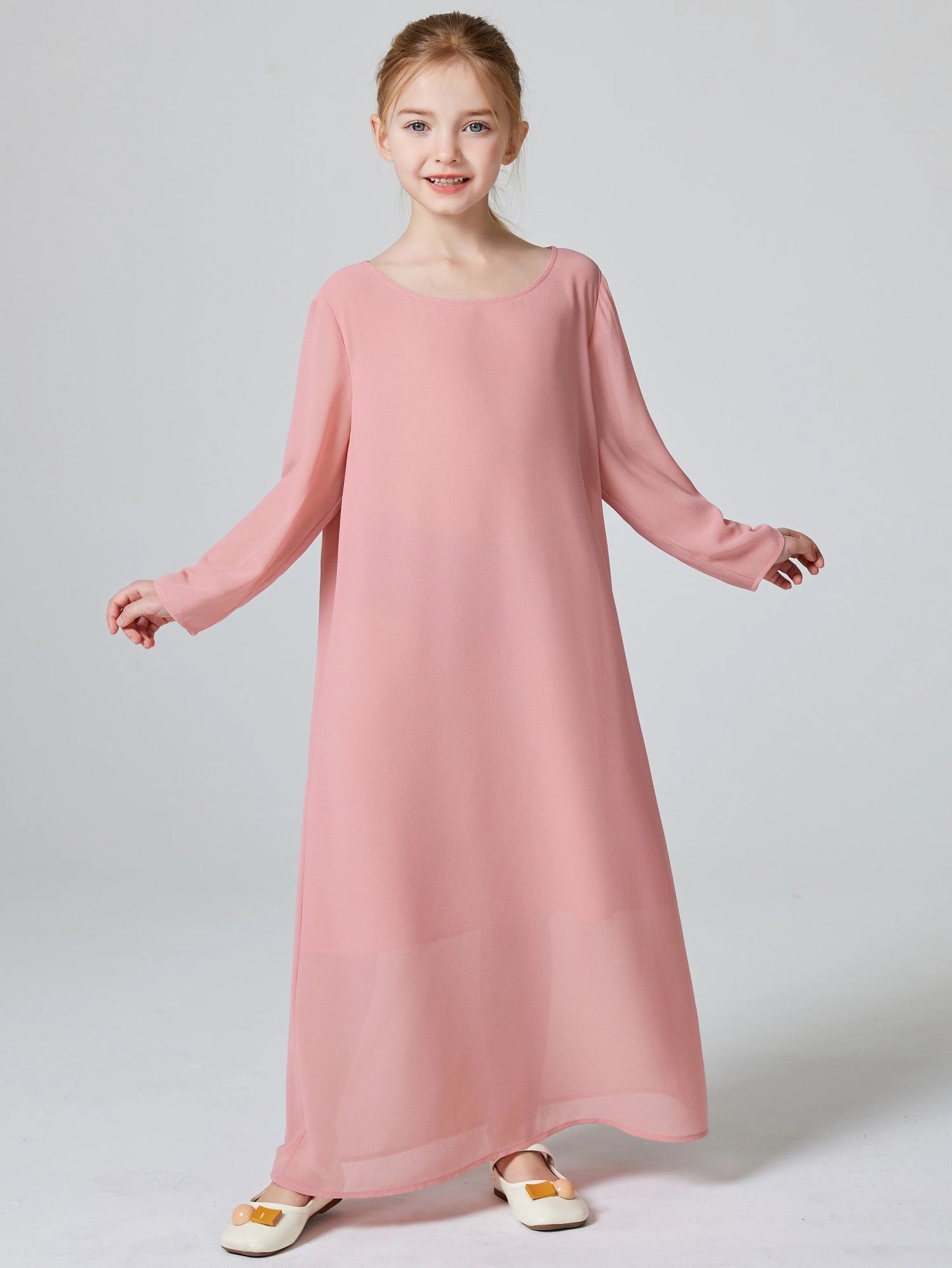 Girls Long Sleeve Chiffon Kids Abaya