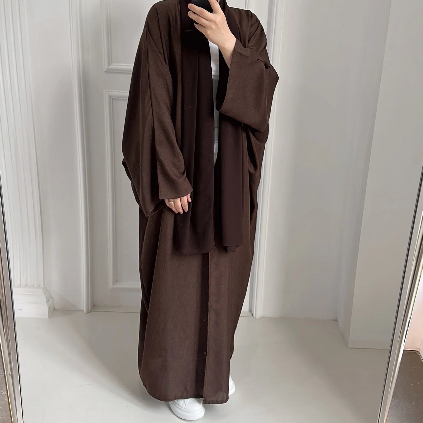 Fashion Modest Cardigan  Women Casual Robe Female  Clothes Linen Blend Oversize Coats