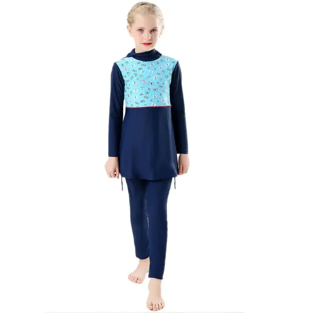 Swimsuit for Kids Swimwear Children's Modest Swim Wear Long Sleeve Plus Size Girls 2 Piece Swimming Suit