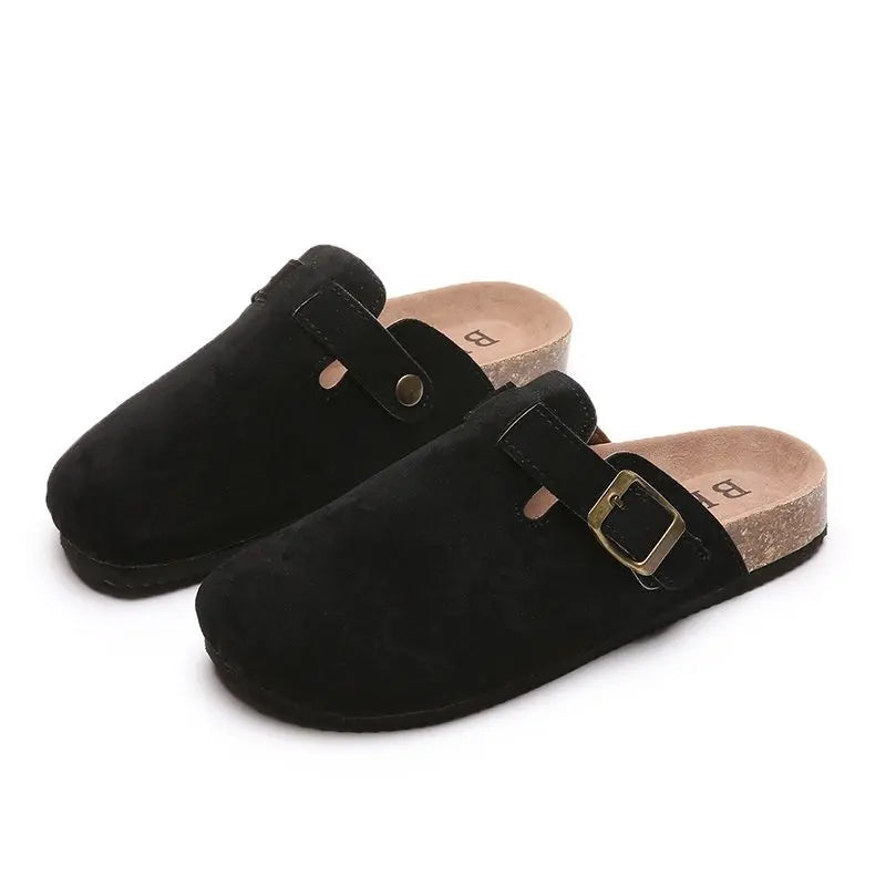 Women's Shoes Women's Closed Toe Slippers Cow Suede Leather Clogs Women's Sandals Retro Fashion Garden Mule Clog Slide 2023 New