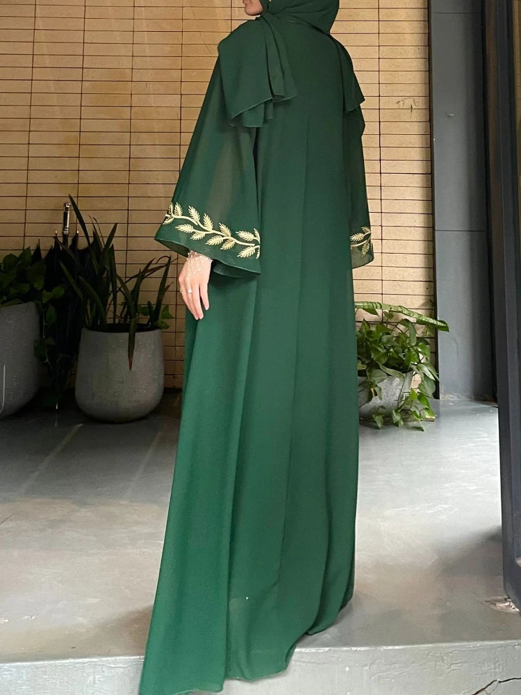 Abaya for Women Embroidery Dress with Scarf 2 Piece Set Dubai Arab Long Robe Morocco Abayas Kaftan Headscarf Gorgeous