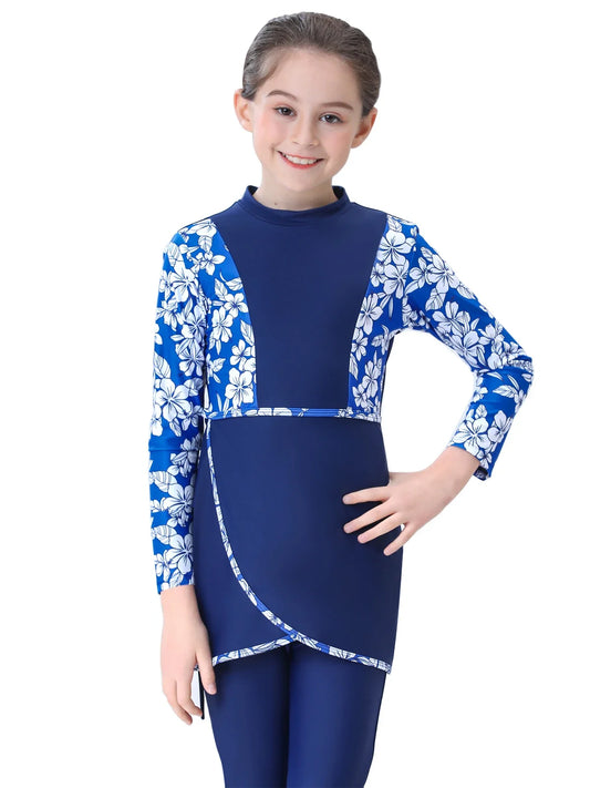 Swimsuit for Kids Swimwear Children's Modest Swim Wear Long Sleeve Plus Size Girls 2 Piece Swimming Suit