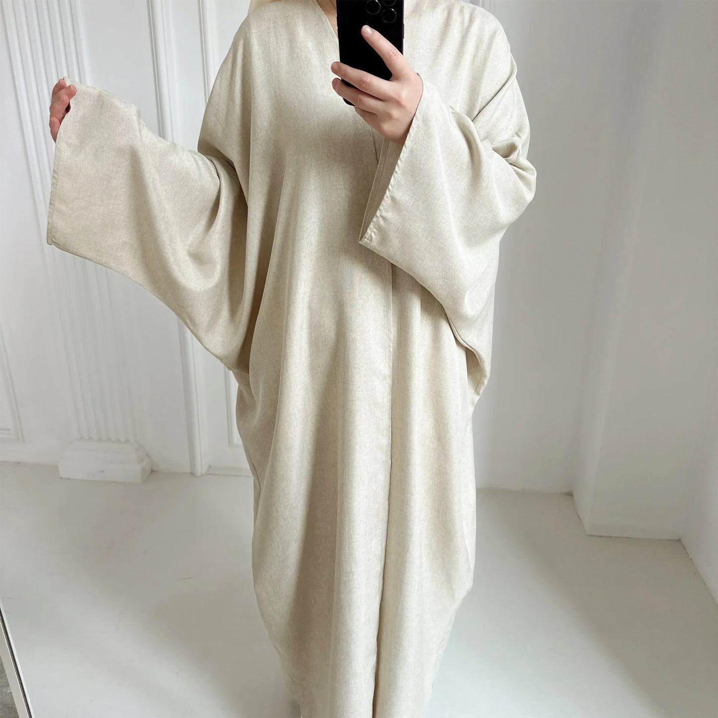 Fashion Modest Cardigan  Women Casual Robe Female  Clothes Linen Blend Oversize Coats