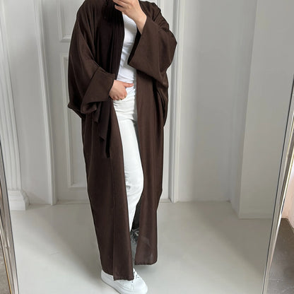 Fashion Modest Cardigan  Women Casual Robe Female  Clothes Linen Blend Oversize Coats