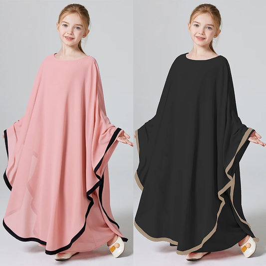 Girls Long Sleeve Chiffon Kids Abaya