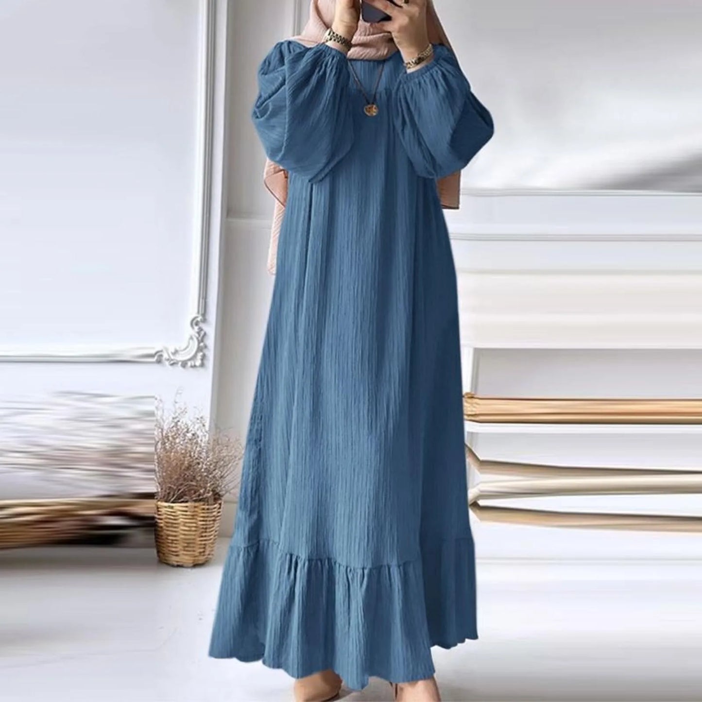 Long Sleeve Oversized Robe Kaftan Modest Dress For Women