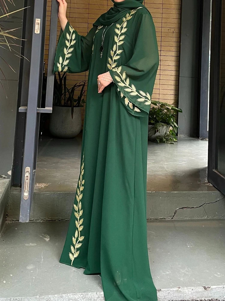 Abaya for Women Embroidery Dress with Scarf 2 Piece Set Dubai Arab Long Robe Morocco Abayas Kaftan Headscarf Gorgeous