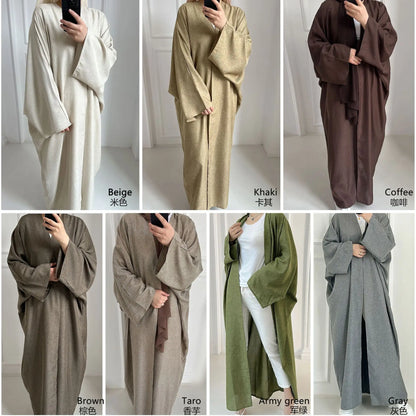 Fashion Modest Cardigan  Women Casual Robe Female  Clothes Linen Blend Oversize Coats