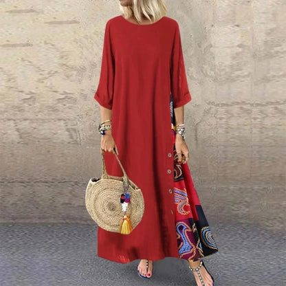 Summer Vintage Maxi Dress Women Loose Fashion Ethnic Style Casual Woman Clothes Robe Femme Cotton Linen Long Dresses Vestidos